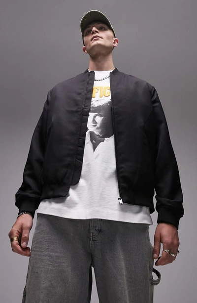 Topman Icon Bomber Jacket In Black