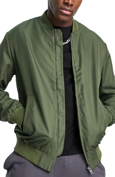 Topman Bomber Jacket In Khaki-green