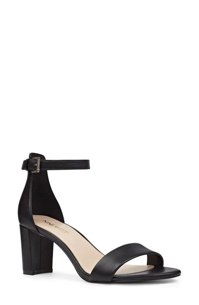 Nine West Women's Pruce Round Toe Block Heel Dress Sandals In Black Patent