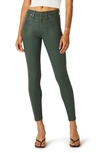Hudson Barbara Coated High Waist Ankle Skinny Jeans In High Shine Forest Green