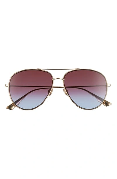 Dior Society 3 57mm Gradient Aviator Sunglasses In Gold/ Blue Red Gradient