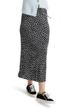 Madewell Woodcut Flowers Drawstring Midi Slip Skirt In Marlow Floral Almost Black