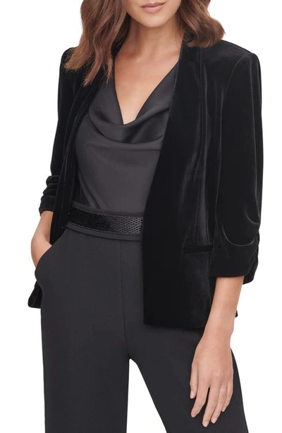 Eliza J Velvet Blazer In Black