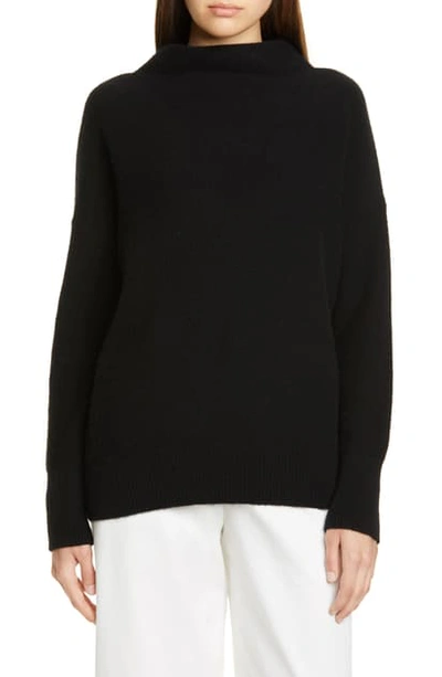 Vince Boiled Cashmere Funnel Neck Pullover In Black