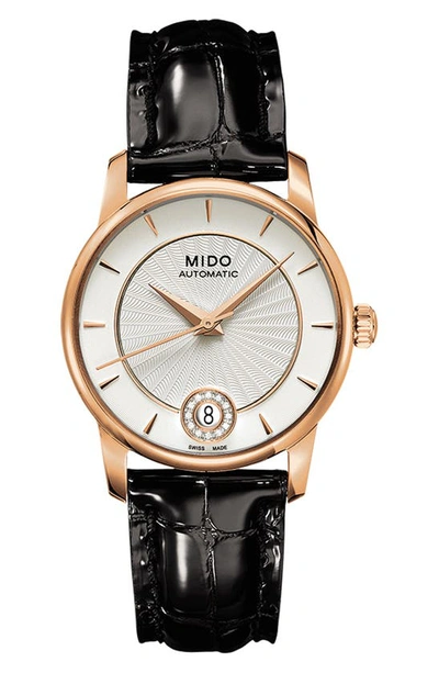 MIDO BARONCELLI DIAMOND AUTOMATIC LEATHER STRAP WATCH, 33MM,M0072073603600