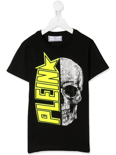 Philipp Plein Kids' Embellished Skull T-shirt In Black