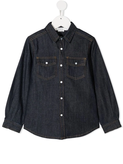 Bonpoint Kids' Two-pocket Denim Shirt In Blue