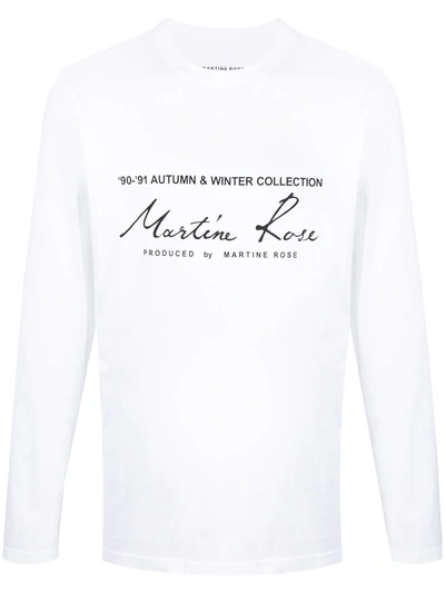 Martine Rose Logo-print Long-sleeve T-shirt In White