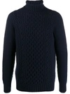 Drumohr Cable-knit Roll Neck Jumper In Blue