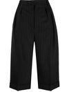 Saint Laurent Pinstripe Tailored Bermuda Shorts In Black