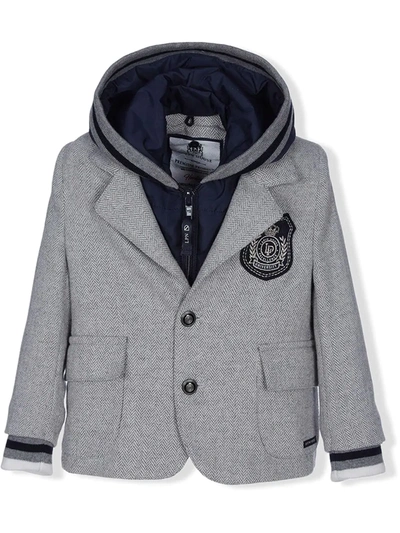 Lapin House Babies' Chevron-knit Layered Blazer In Grey