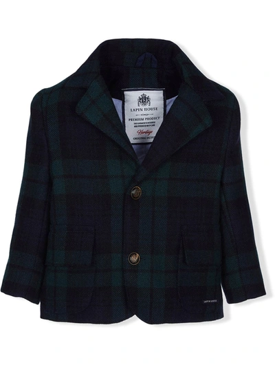Lapin House Babies' Plaid Elbow-patch Blazer In Green