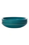 Le Creuset Set Of 4 9 3/4-inch Pasta Bowls In Caribbean