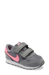 Nike Kids' Toddler Girls Md Valiant Stay-put Closure Casual Sneakers From Finish Line In Smoke Grey/ Pink Glow/ White