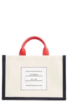 THOM BROWNE NAME TAG CANVAS TOP HANDLE TOTE,MAG230A-06555