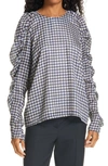 BIRGITTE HERSKIND HOUNDSTOOTH PUFF SLEEVE BLOUSE,3754606-183