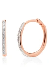 Monica Vinader Rose Gold Plated Vermeil Silver Riva Wave Medium Diamond Hoop Earrings In R Gold