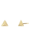 BONY LEVY 14K GOLD BRUSHED PYRAMID STUD EARRINGS,FTE2666Y