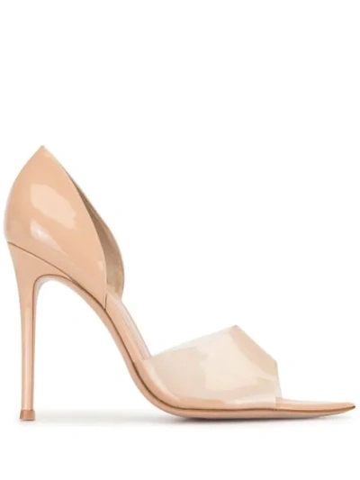Gianvito Rossi Bree 105 Peep-toe Pumps In Patent Leather And Plexi In Beige