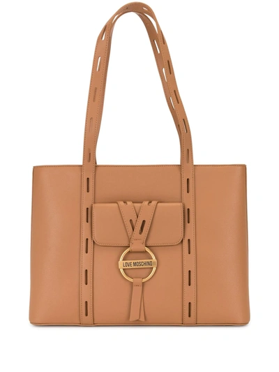 Love Moschino Cut-out Handle Tote Bag In 棕色