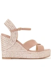 Jimmy Choo Dellena 100 Leather Espadrille Wedge Sandals In Pink