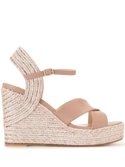 Jimmy Choo Dellena 100mm Wedge Sandals In Ballet Pink