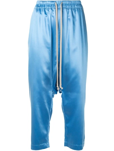 Rick Owens Drop-crotch Cropped Trousers In Blue