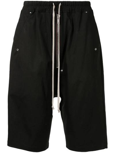 Rick Owens Dropped-crotch Knee-length Shorts In Black