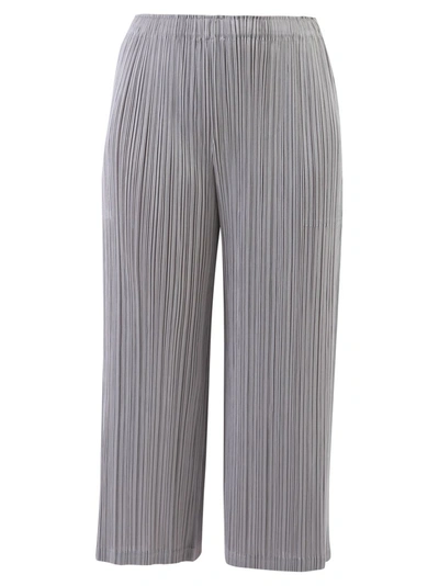 Issey Miyake Pleat Effect Cropped Trousers In Grey