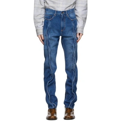 Y/project Raised-seam Straight-leg Jeans In Blue