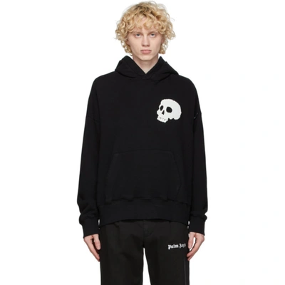 Palm Angels Jersey Hoodie With Skull And Logo Print In Black