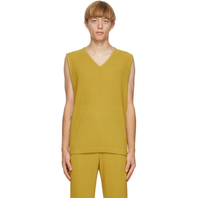 Issey Miyake Yellow Colourful Pleats Tank Top In 53 Yellow