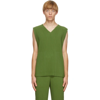 Issey Miyake Homme Plisse  绿色 Colorful Pleats 背心 In 60 Olivegrn