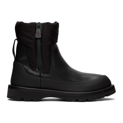 Moncler Rain Don't Care Leather Ankle Boots In Black