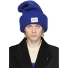 Ader Error Blue Crumple Logo Beanie In Blue