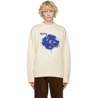 Ader Error Off-white Bluessom Sweater In Ivory