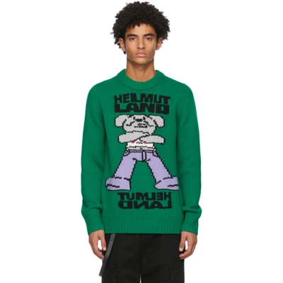 Helmut Lang Men's Helmutland Intarsia Crew Sweater In Green