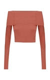 Anna October Anechka Off-the-shoulder Knit Top In Red