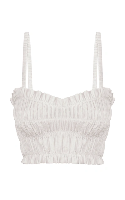 Anna October Lora Ruched Crop Top In White