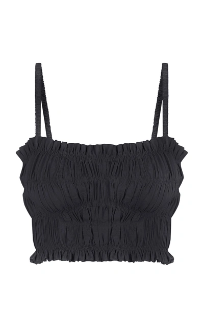 Anna October Lora Ruched Crop Top In Black