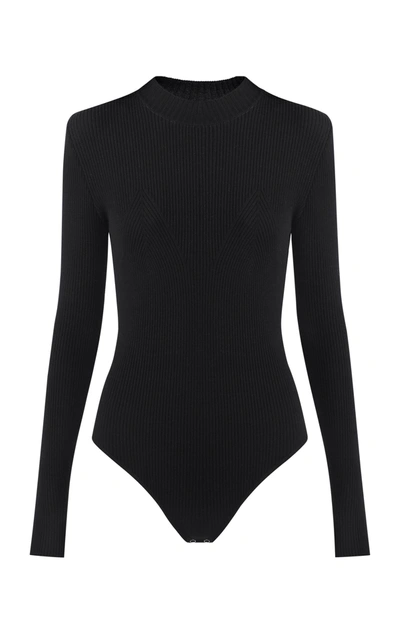 Anna October Montenegro Long Sleeve Bodysuit In Black