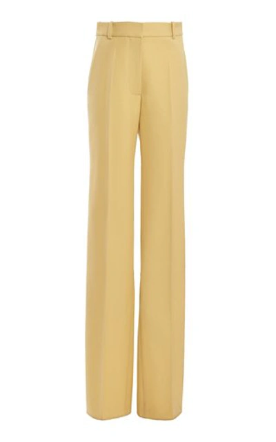 Victoria Beckham Split-hem Wool Gabardine Trousers In Yellow