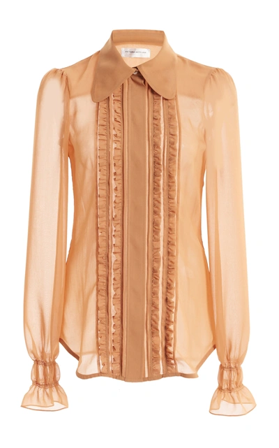 Victoria Beckham Women's Collared Frill-detail Georgette Blouse In Neutral