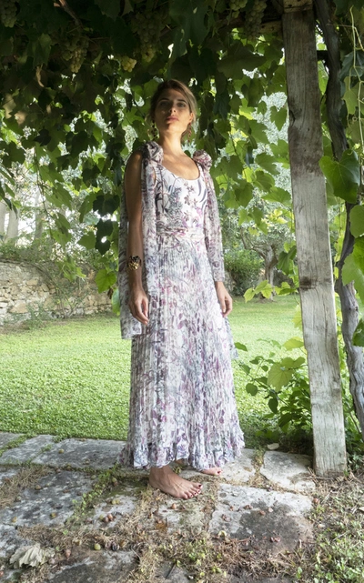 Luisa Beccaria Floral-printed Silk Maxi Skirt In Multi