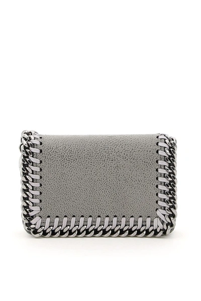 Stella Mccartney Front Flap Closure Card Pouch In Grey