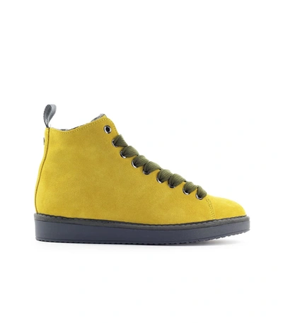 Pànchic Women's Yellow Leather Hi Top Sneakers In Giallo