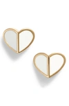 Kate Spade Gold-tone Heart Stud Earrings In White