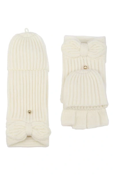 Kate Spade Pointy Bow Pop Top Mittens In French Cream