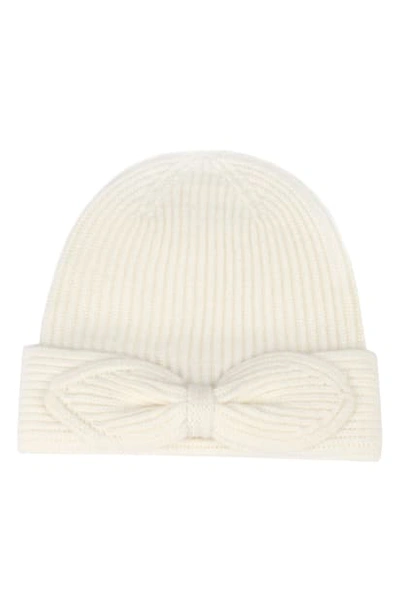 Kate Spade Pointy Bow Beanie In French Cream