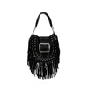 DSQUARED2 BLACK NAPPA LEATHER SHOPPING BAG WITH FRINGES,HOW0015-18900001-2124